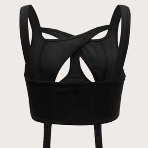Cut Out Crisscross Garter Detail Bustier Corset XS